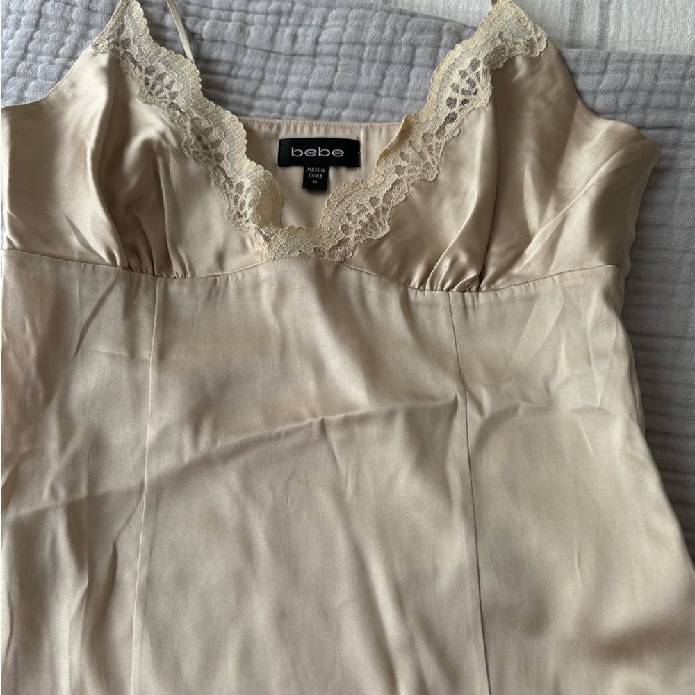 Bebe silk camisole, nude/tan in color